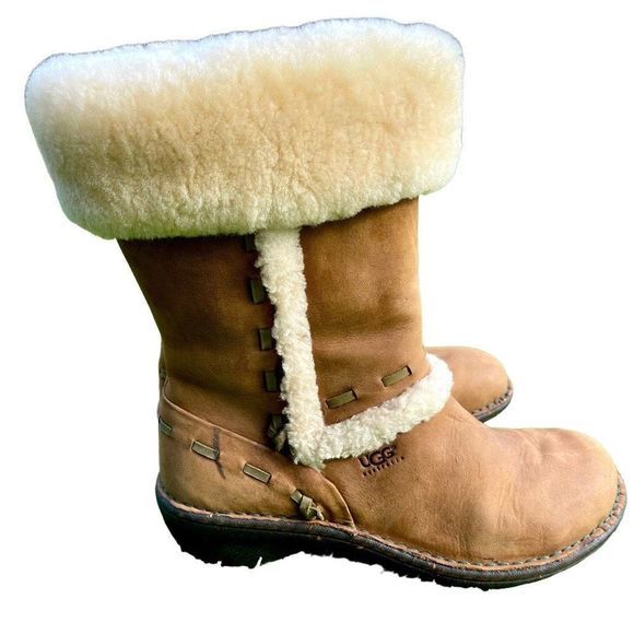 UGG Elijo Chestnut Leather & Shearling Boots — SZ 8 EXCELLENT CONDITION‎ - Picture 5 of 12
